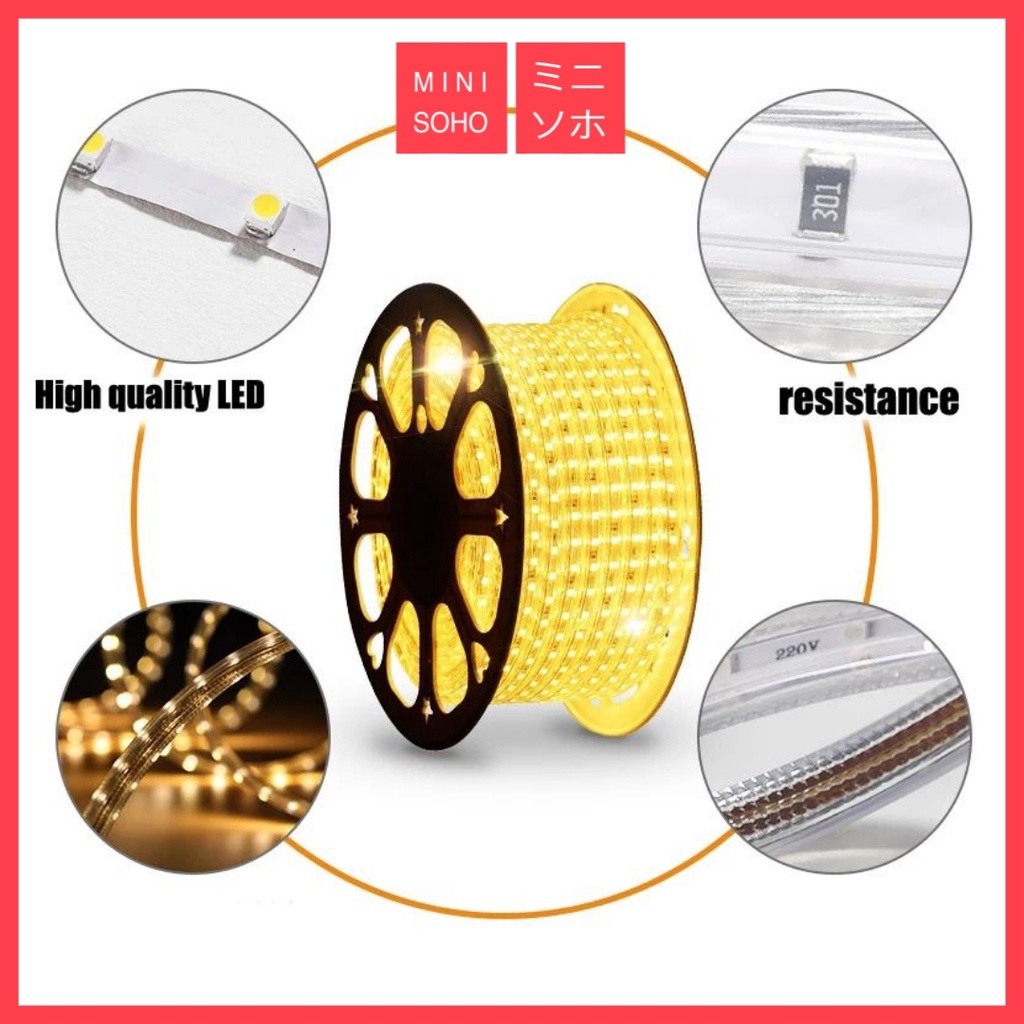 LED Strip Selang SMD 2835 120LED 180LED AC 220V Meteran Per Meter Outdoor / Indoor Lampu Hias