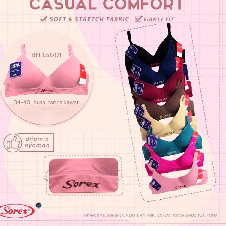 SOREX Bra 17238 BH Sorex Super Soft Polos Tanpa Kawat Busa Tipis Kait 2  34-40