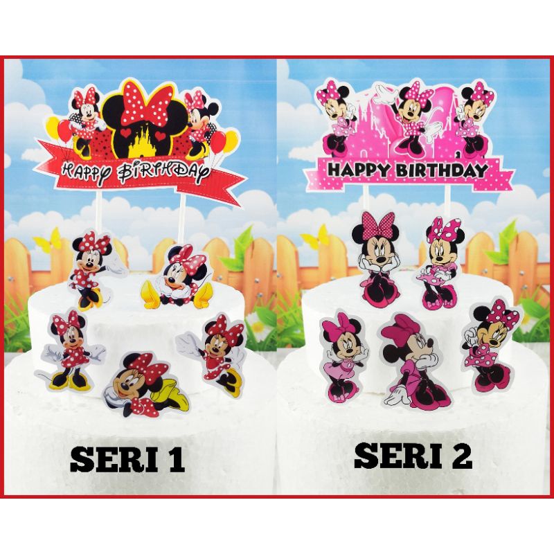 Cake Topper MINNIE MOUSE/seri topper banner/hiasan kue MINNIE MOUSE
