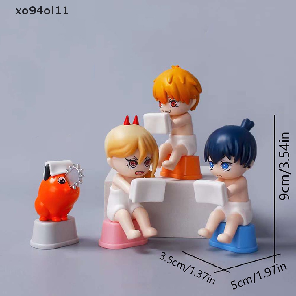 Xo 4Pcs/Set Anime Chain Man Denji Figure Kamar Mandi Gosok Belakang Q Boneka Model Mainan OL