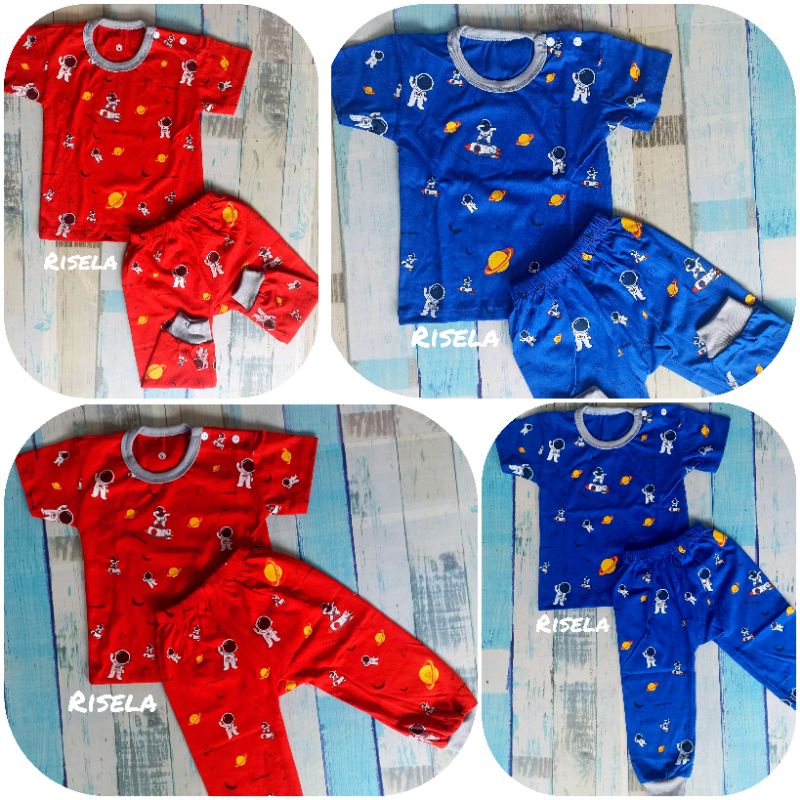 Setelan Baju Bayi Anak 3-48 Bulan Lengan Pendek Motif Astronot Keren