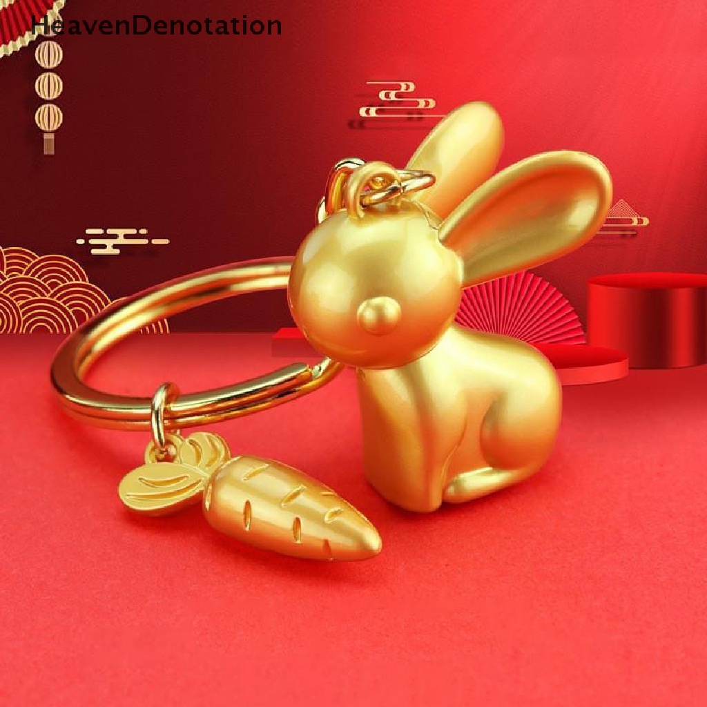 [HeavenDenotation] Zodiak Kelinci Emas Mengirim Berkah Wortel Gantungan Kunci Kelinci Yang Kaya Gantungan Kunci Logam Untuk Tas Gantungan Kunci Mobil Hadiah Selamat Tahun Baru HDV