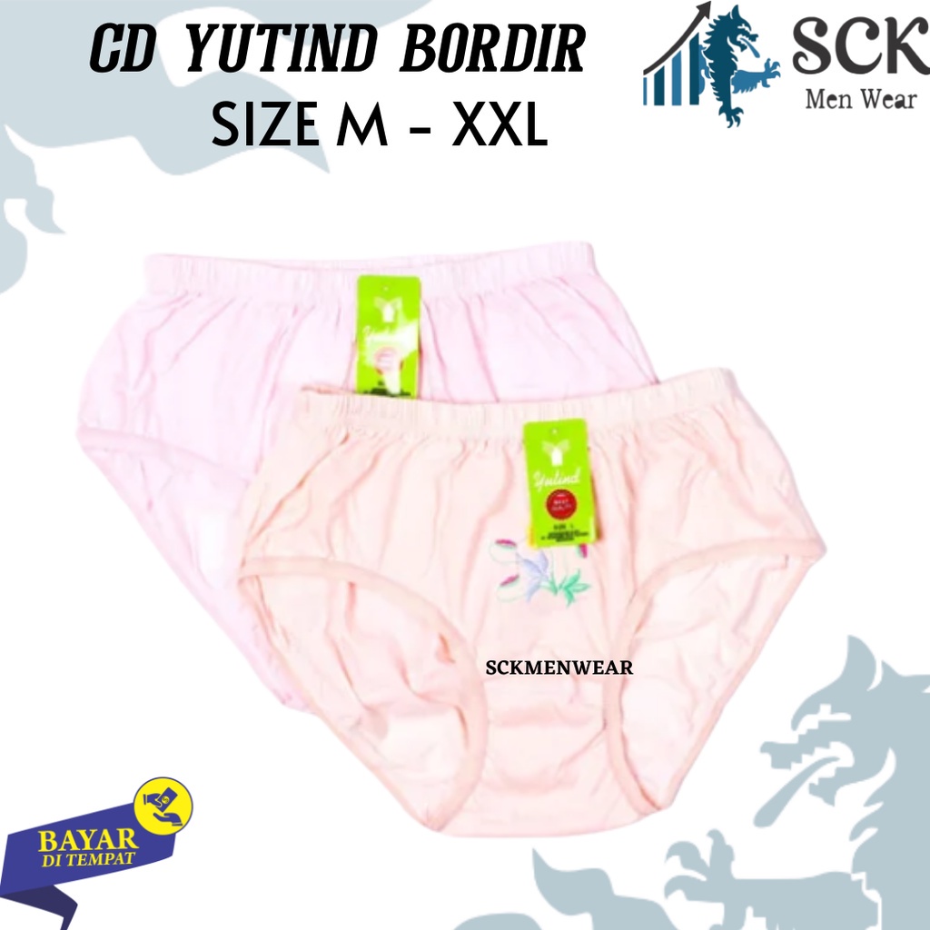 [ISI 3] CD Wanita YUTIND BORDIR Bunga Pinggang Karet / Pakaian Dalam Cewek - sckmenwear GROSIR
