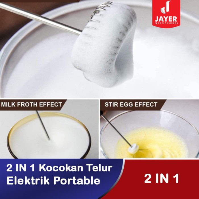 New 2 In 1 Electric Handheld Milk Frother Egg Beater / Pengocok Telur