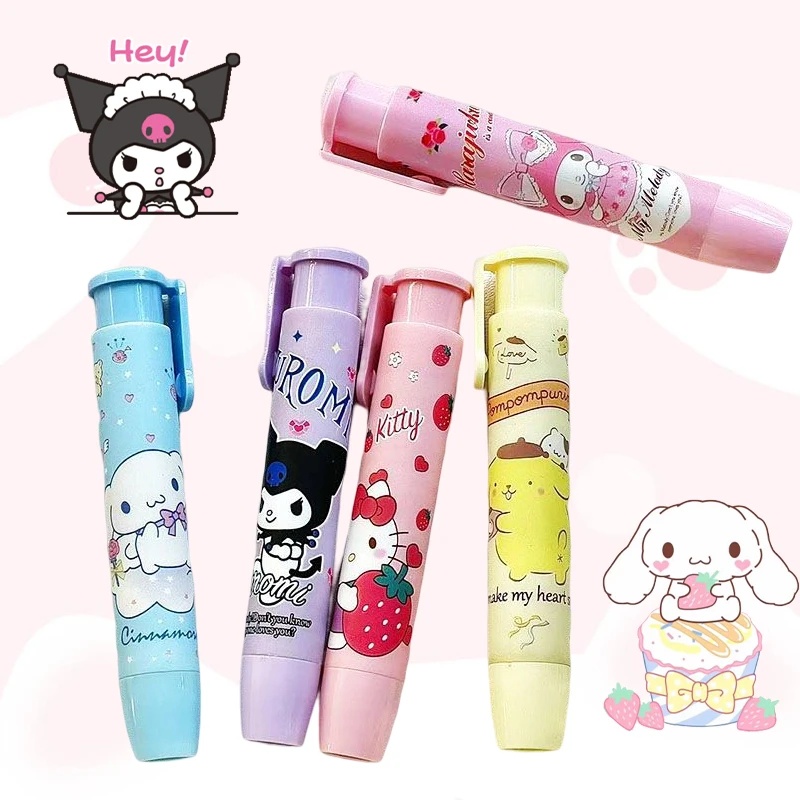 [Warna Random] Kreatif Sanrioed Kawaii Press Eraser Lucu Anime Kartun Penghapus Alat Tulis Hadiah Perlengkapan Kantor