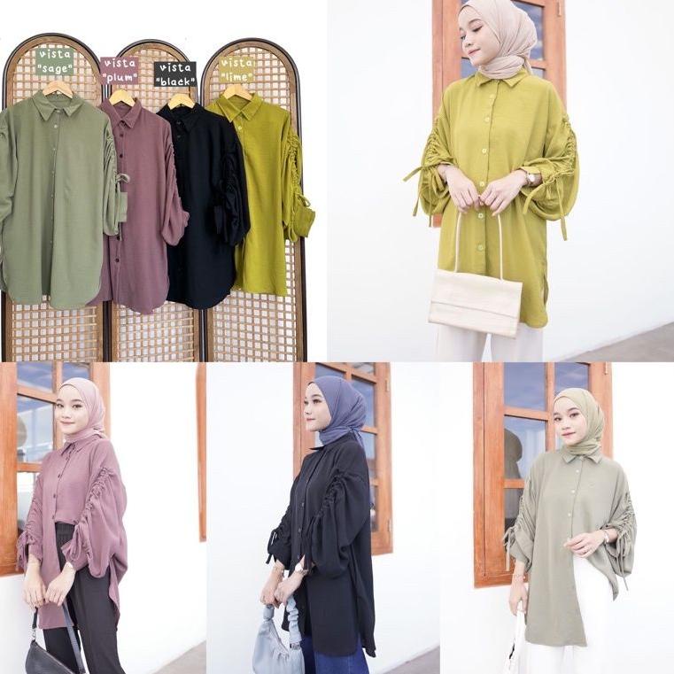 Terbaru HEKSA TUNIK CRINCLE BLOUSE KEMEJA WANITA SERUT VIRAL