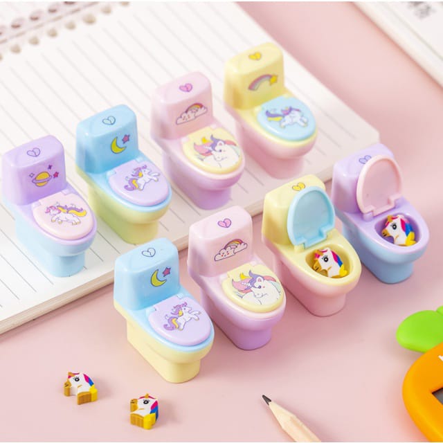 

andjanis || SERUTAN LUCU RAUTAN PENSIL KARAKTER UNICORN TOILET SET PENGHAPUS