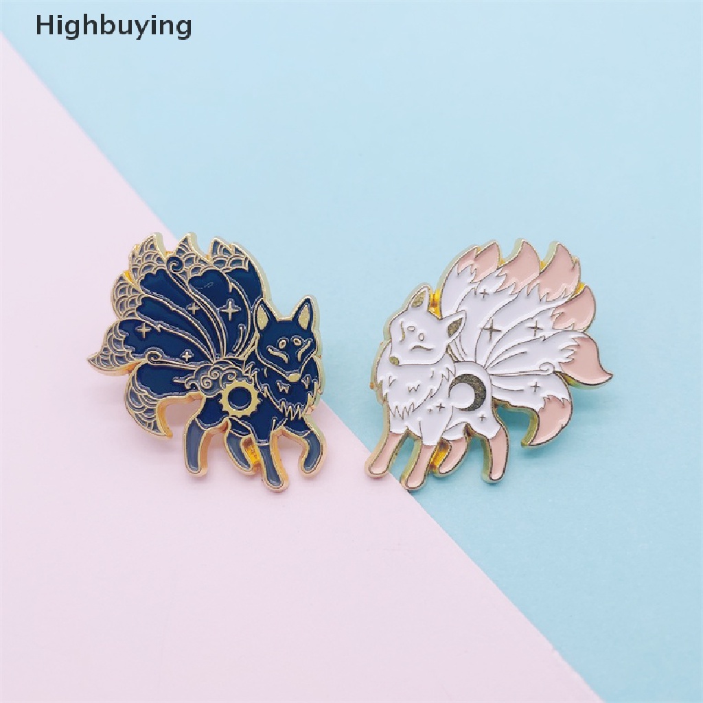 Hbid Kartun Hewan Lucu Enamel Pin Hitam Putih Fox Bros Pin Lencana Baju Tas Aksesoris Wanita Perhiasan Hadiah Glory