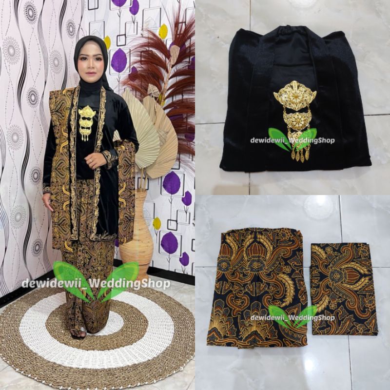 [1set] Kebaya + Selendang + Jarik Instan || Model Padma - Motif Pisang Bali