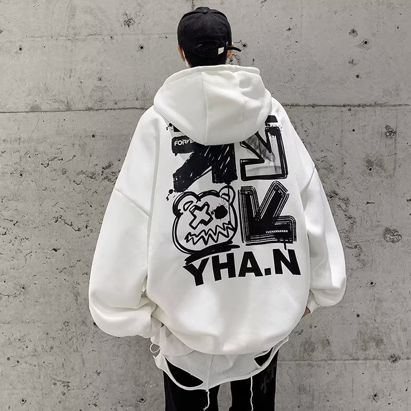 PROMO Hoodie Pria Wanita YHA.N Hip Hop Hoodie Gambar Beruang Sweter Antik Pasangan Musim Gugur Musim Dingin Mode Atasan Serbaguna Kaus Gotik Pakaian Harajuku Y2k Korea