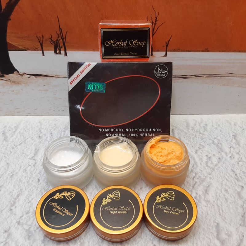 PAKET CREAM HERBAL SUPER GOLD DUS HITAM 4IN1