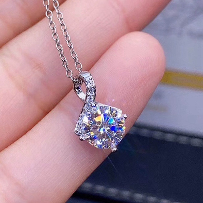 Kalung Liontin Cubic Zirconia Sederhana Bergaya Untuk Wanita Berlapis Perak Fashion Perhiasan Aksesoris Leher Lady Serbaguna