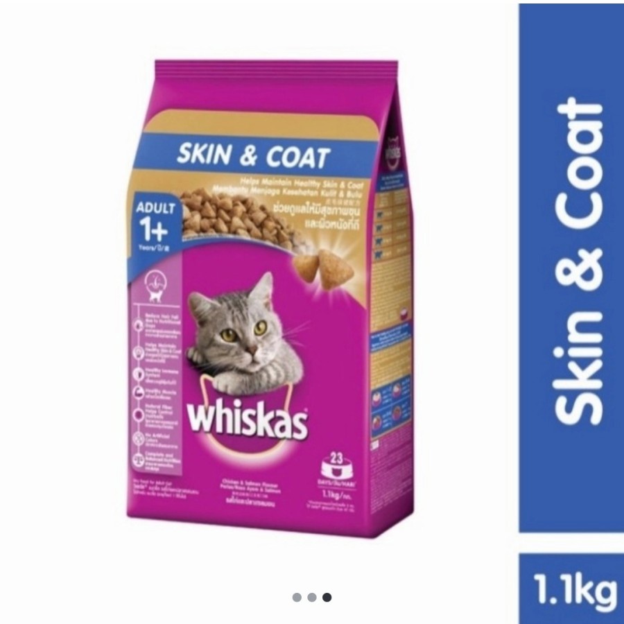 Whiskas Adult Skin &amp; Coat 1.1kg / Makanan Kucing Dryfood Wiskas