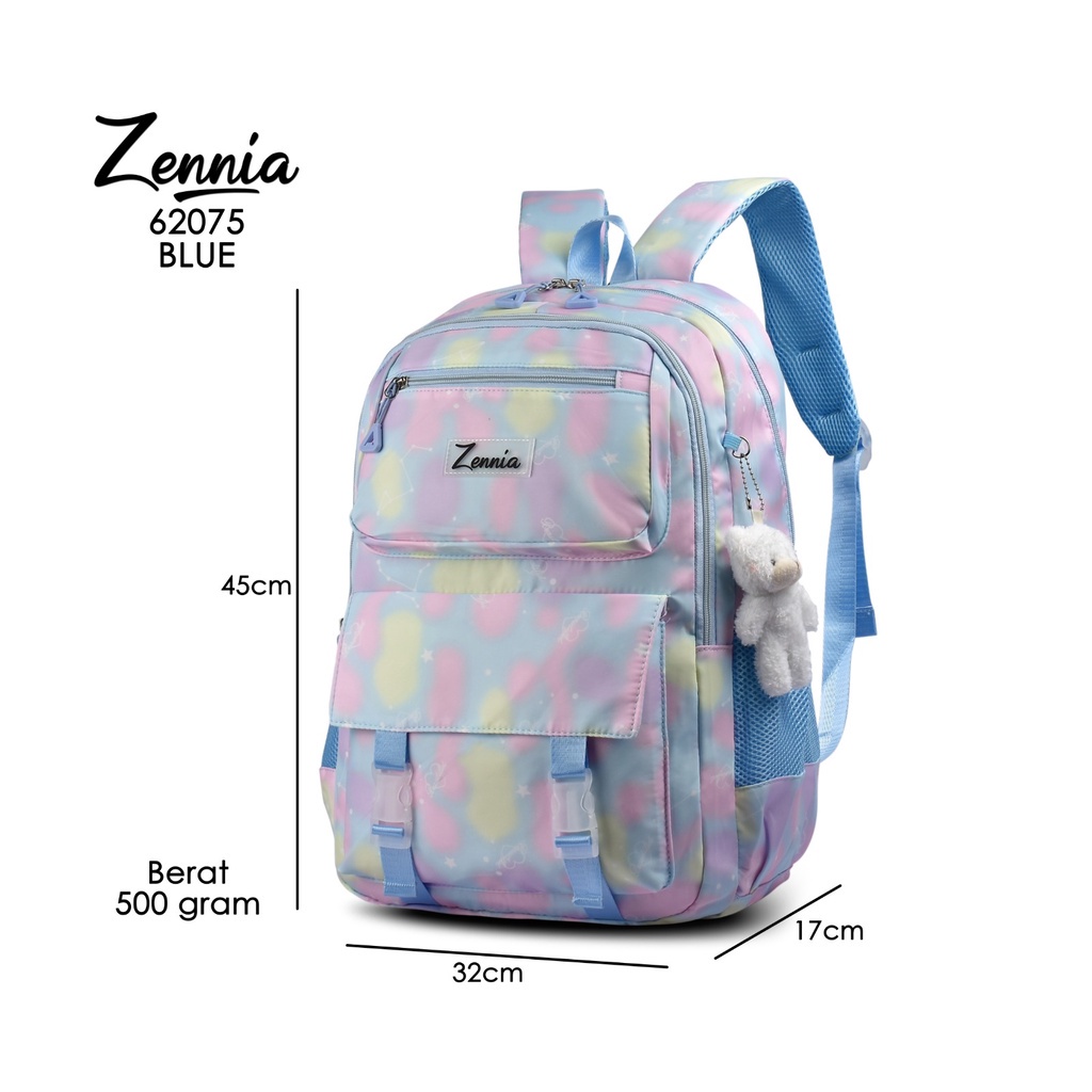 Tas Zennia 62075 Tas Anak Sekolah Perempuan Ransel Laptop Fashion