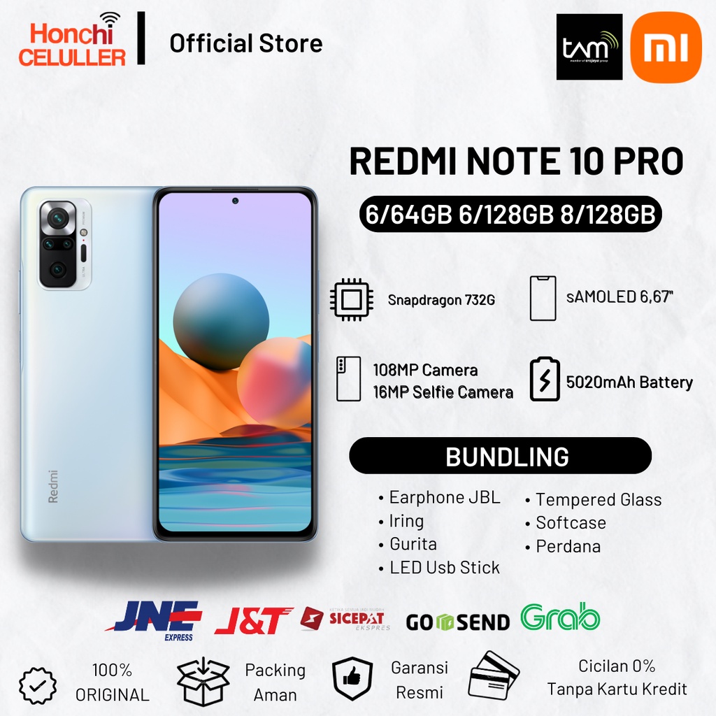 Official Redmi Note 10 Pro 4G 8/128GB 6/128GB 6/64GB Garansi Resmi Xiaomi Indonesia TAM