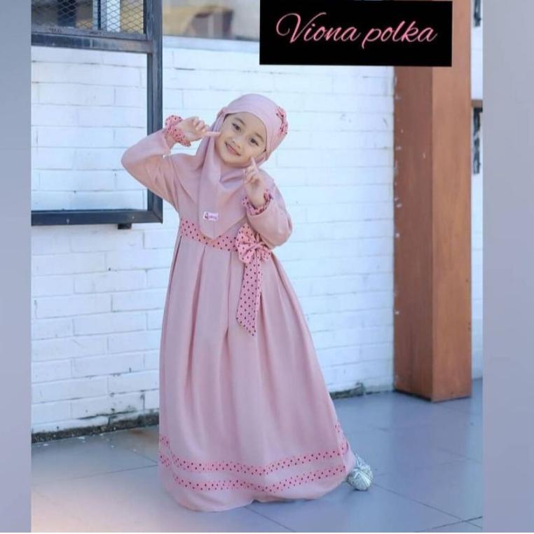 CHEKOUT Gamis anak Vios kids ( free jilbab ) baju muslim gamis SYAR'I anak usia 2-7 tahun ( 3 size )