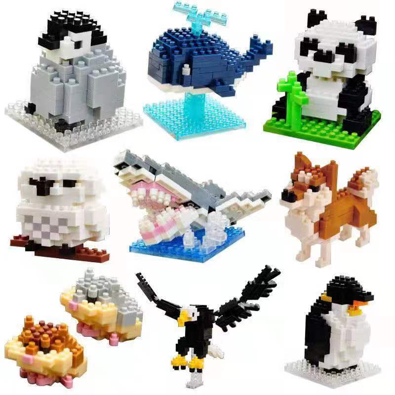 Diy Hewan Anjing Serigala Kucing Nuri Burung Blok Belajar Mainan Bayi Anak Kompatibel Dengan Blok Bangunan Lego