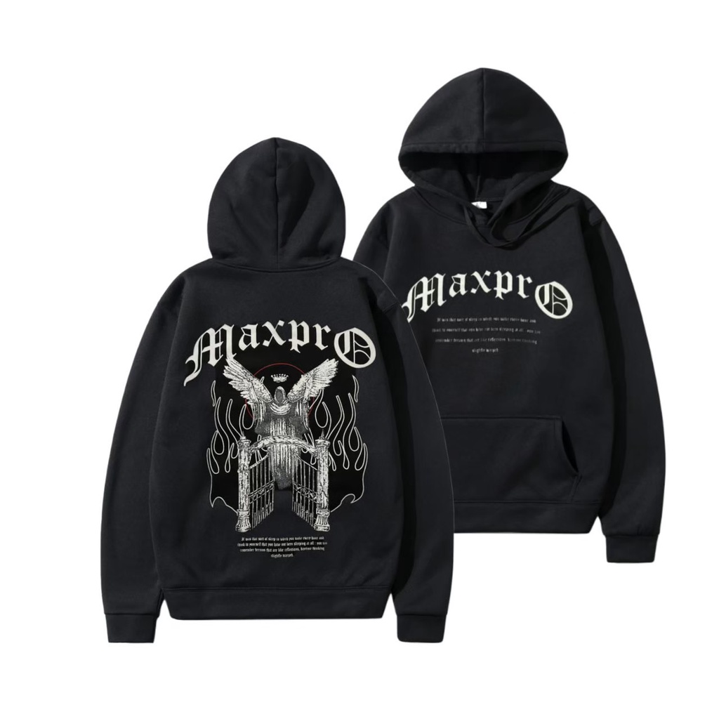 Hoodie Maxpro Pria Distro Hitam  ABILITY COMPANY Hodie Pria Hodie Distro Bandung Unisex