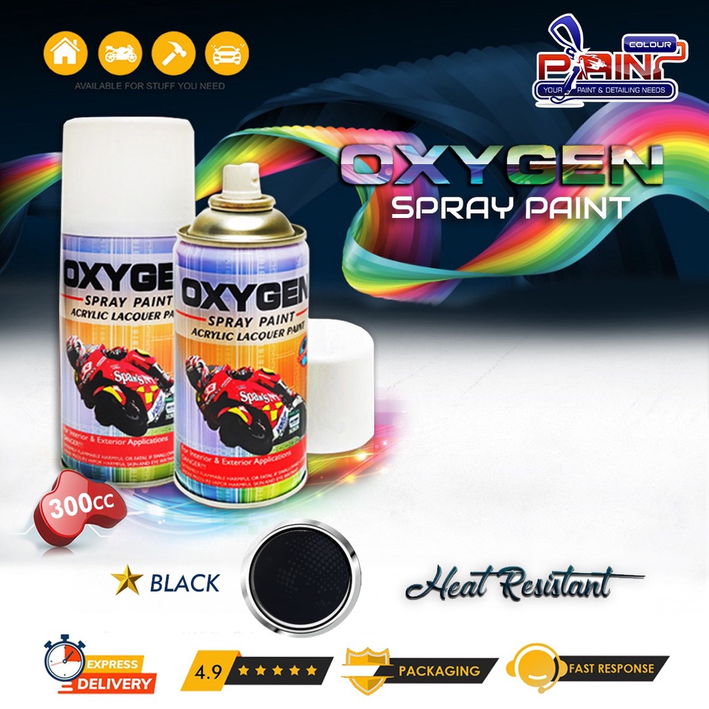 Cat Semprot / Pylox OXYGEN Acrylic Spray Paint - 939 Black