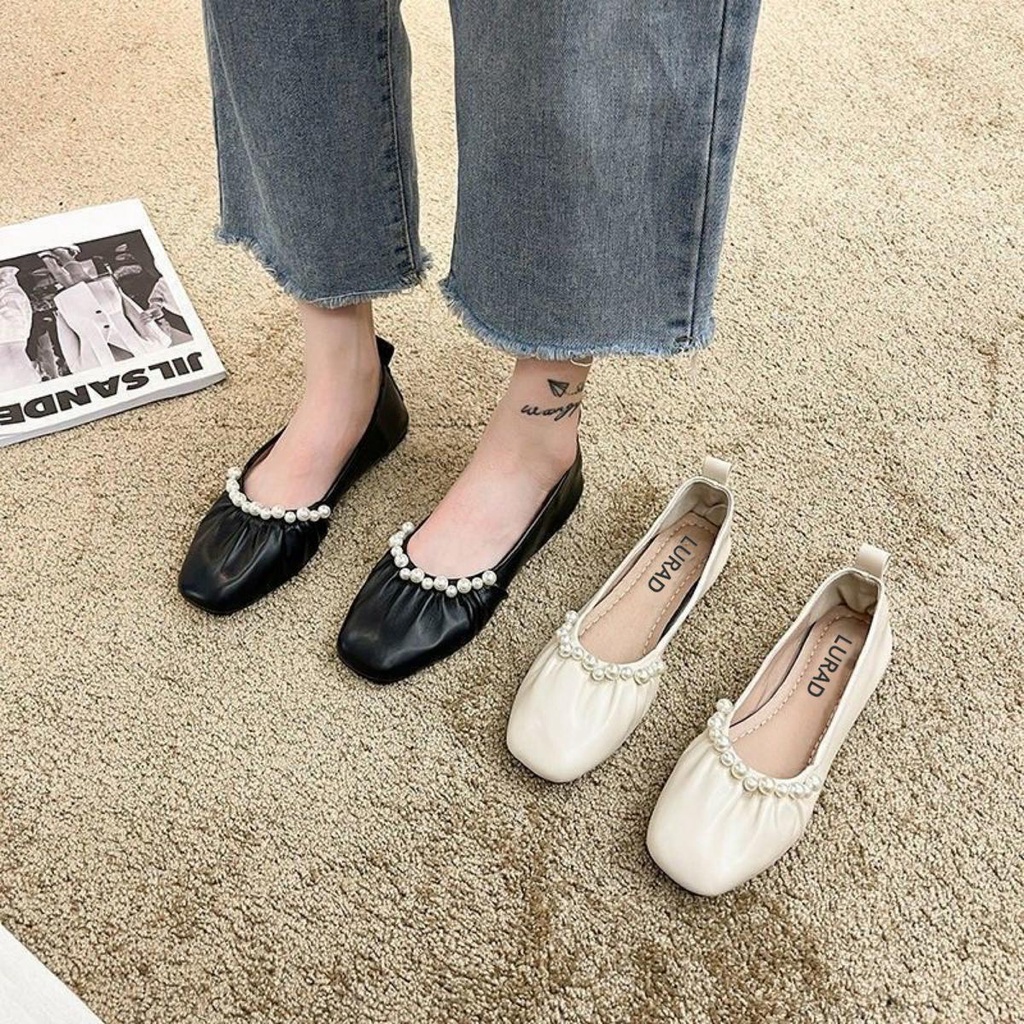 Flat Shoes Wanita Premium Kekinian Sepatu Cewek Slip On Ballerina Sekolah Cewek Original Sepatu Flat Pelajar Bahan Ringan Casual Modis