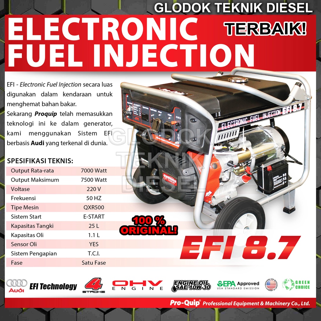 Jual Proquip Genset 7500 7000 Watt Electric Fuel Injection Generator