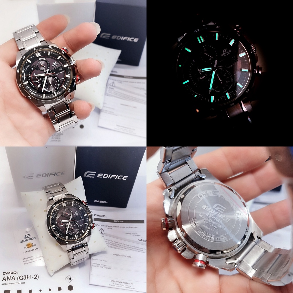 Jam Tangan Pria C*s*o ED*F*C* EQS-600DB-1A4 EQS-600 Chronograph Silver Steel | Solar Powered