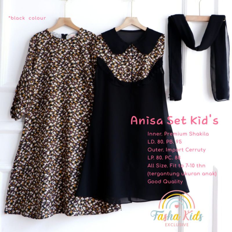 ANISA SET KIDS by Fasha||Baju Anak/Dress Anak/Dress Syari/Gamis Anak