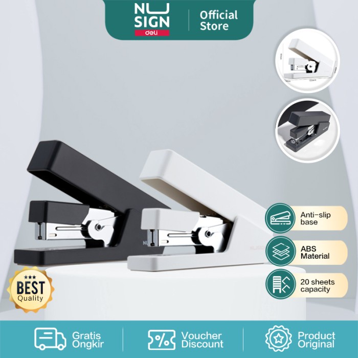 

Best Seller Deli Nusign Effortless Stapler / Staples Hemat Tenaga 20 Lembar Ns081