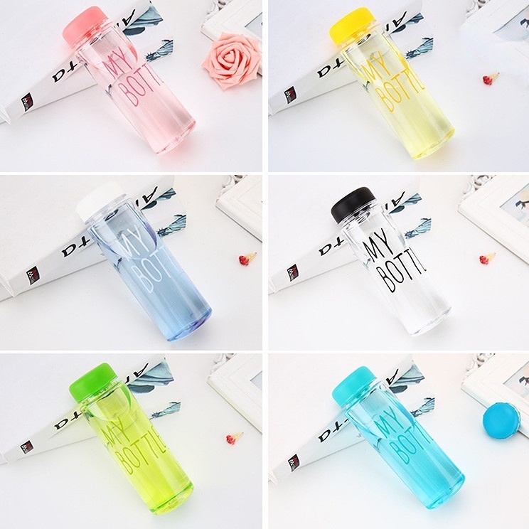 500ml My Bottle Tumbler Botol Air Tahan Panas Anti Bocor Olahraga Portable Botol Transparan Dengan Tas