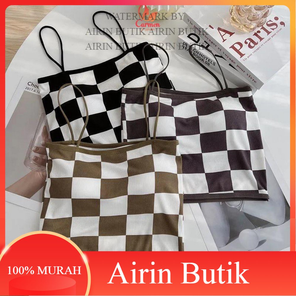 [ 100% KUALITAS ] Tanktop Wanita Motif Catur Kotak-Kotak Tanpa Lengan / Crop Top Tengtop Atasan Wani