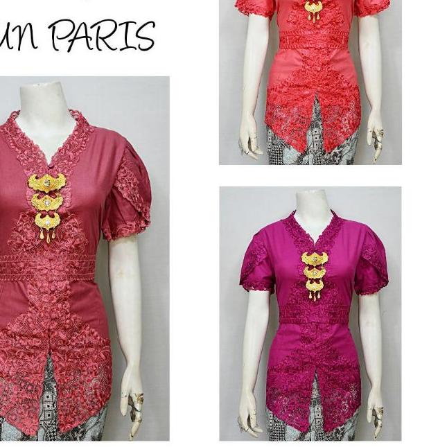 ✻ Indah KEBAYA JUMBO ENCIM LENGAN PENDEK BORDIR SENADA KATUN PARIS KEBAYA WISUDA KEBAYA KATUN KEBAYA