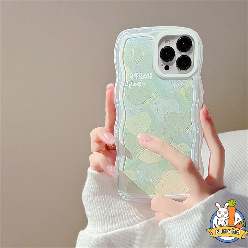 Soft Case Pelindung Motif Hati Warna Hijau Tahan Banting Untuk iPhone 14 13 12 11 Pro Max Xs Max X Xr 7 8 6 6s Plus SE 2020