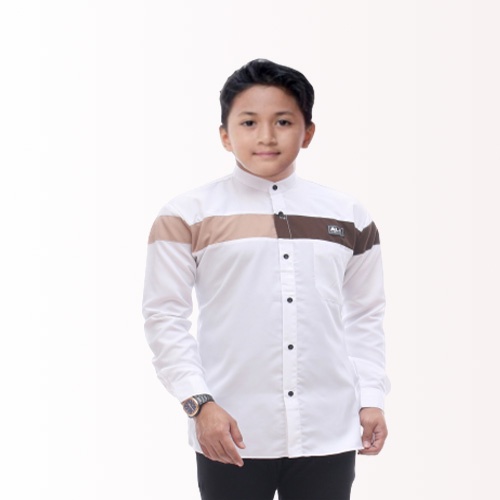 Baju Koko anak Lengan Panjang remaja SD SMP kombinasi batik Qnang