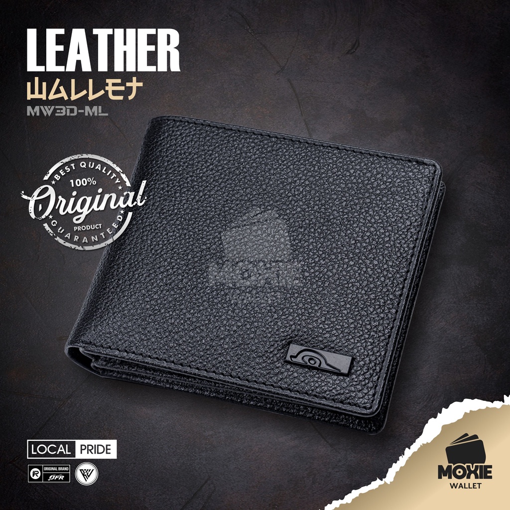 Dompet Lipat Pria Kulit Asli Simple Slim Elegant Premium Leather Wallet MW3DML Motif polos Tekstur K