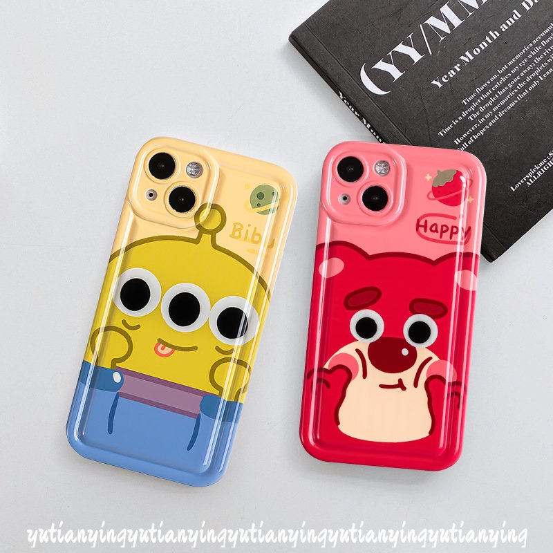 Case Bears Manyo Strawberry Lucu Realme C12 6i 5 5i 5s C35 C15 C21Y C25Y C25 C11 2020 C20 C25s Realme C3 C1 C2 C33 C20A C11 2021 Kartun Alien Toy Story Lembut Shockproof Airbag Cover