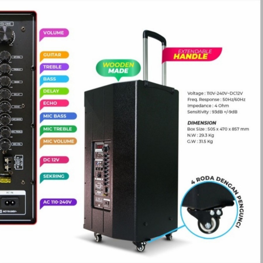 Speaker Portable Profesional Advance KK1600 KK-1600 15&quot; 2Mic / Speaker Meeting / Speaker Besar / Speaker Acara