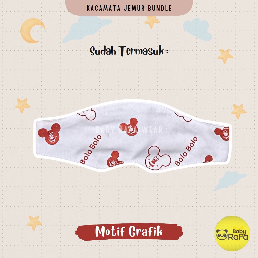 3 Pcs Kacamata Jemur Bayi Penutup dan Pelindung Mata Bayi Serian MERAH BATA merk SNI Bolo - Bolo