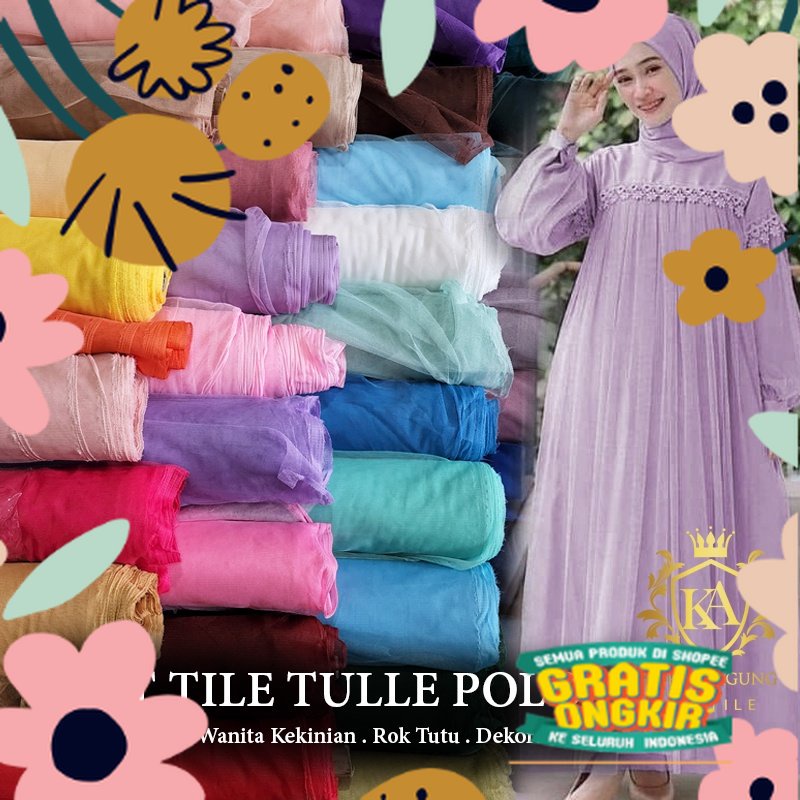 Soft Tulle Premium Kain Tile Polos Halus Jatuh Meteran Bahan Gamis Wanita Kekinian Rok Tutu Dress Ga