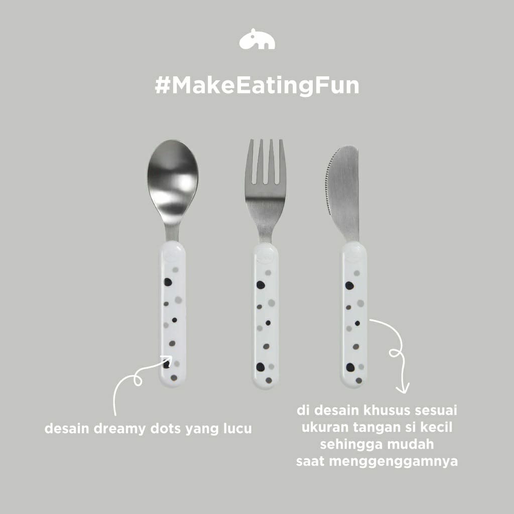 Done By Deer Silicone Cutlery Set Dreamy Dots - Sendok Makan Anak