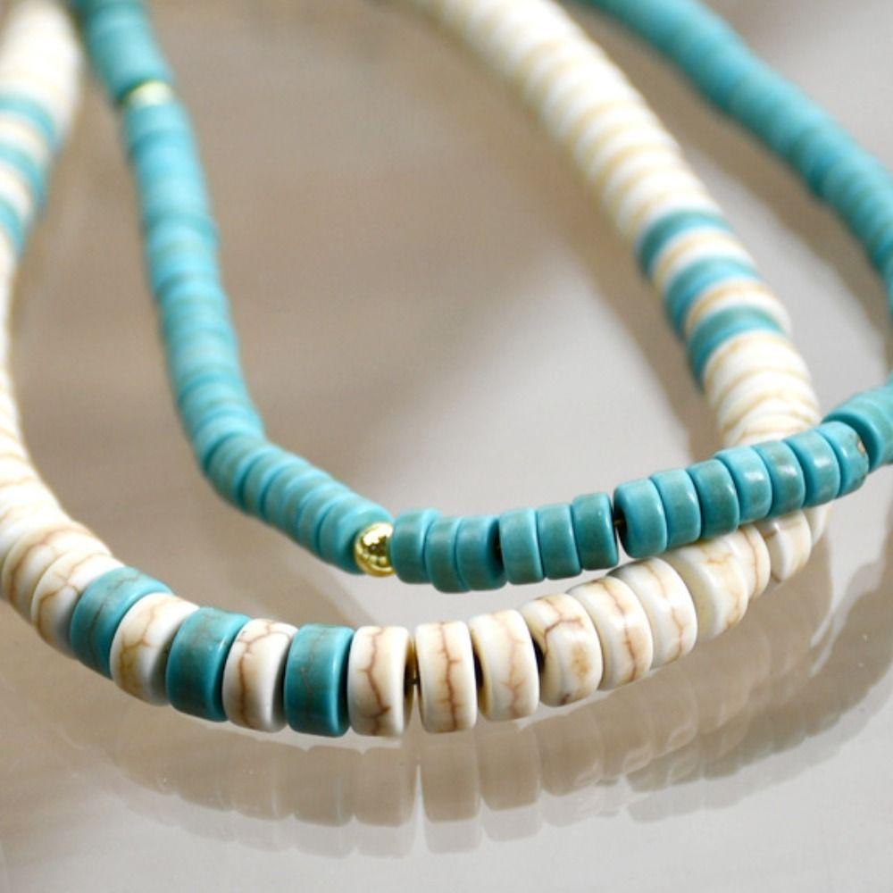 MXBEAUTY Turquoise Kalung Trendi Indah Rantai Klavikula Bulan Aksesoris Pakaian Manik Fashion Perhiasan