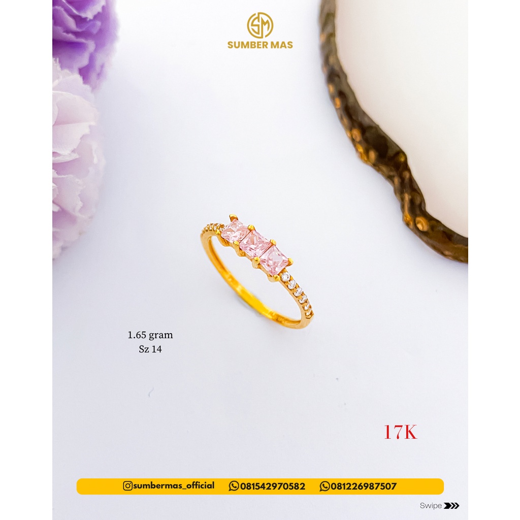 PINK SAKURA &amp; DIAMOND LOOK SERIES RINGS 17K - SUMBER MAS