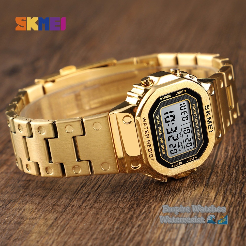 Jam Tangan Skmei 1433 Wanita Cewek Digital Rantai Stainless Kualitas Original Waterproof