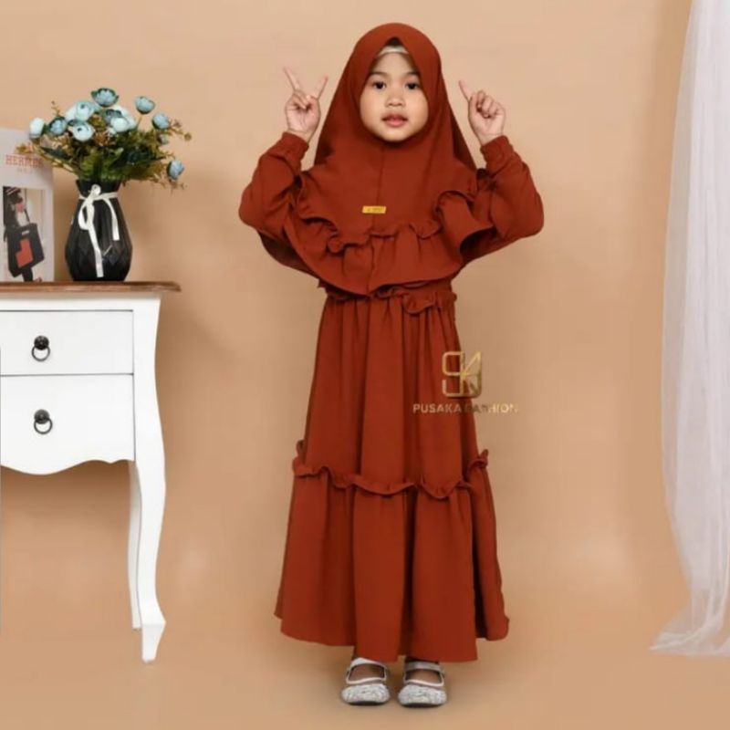 DRESS KIDS GAMIS+HIJAB CRINKLE PREMIUM LD 80CM