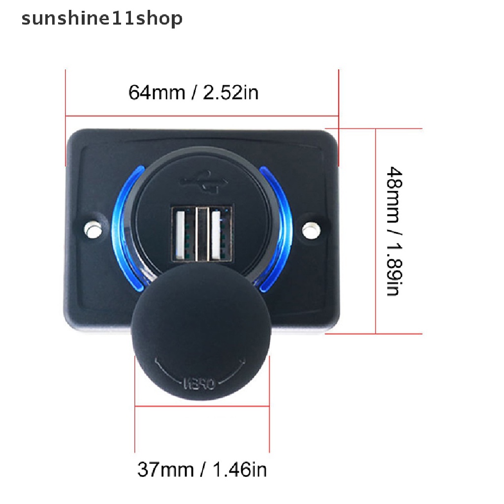 Sho Adaptor Charger Ponsel Mobil USB 2port Dual USB Charging Power Outlet Charger Adapter Panel Untuk Mobil Perahu Bus Kursi Motor N