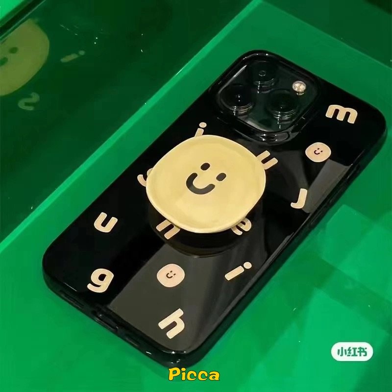 IPHONE Cute Smiley Glossy Halus Case Kompatibel Untuk Iphone11 7 8 Plus XR 11 14 13 12 Pro Max X XS Max SE 2020 Ins Fashion Alfabet Sederhana Lembut Tpu Silicon Phone Case