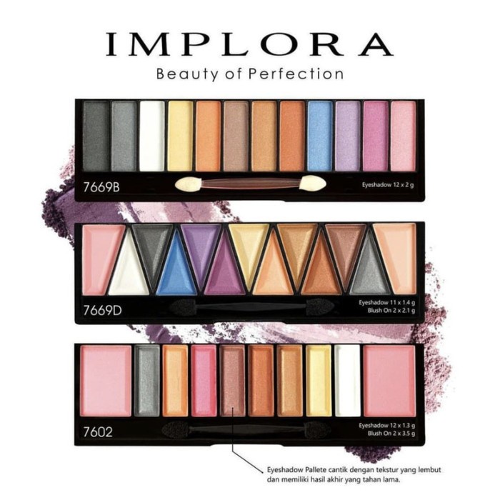 ✨LACI ✨IMPLORA EYESHADOW &amp; BLUSH ON DELUXE 7602 7669D 7669B BUTTERFLY - IMPLORA 2 IN 1 MAKE UP KIT