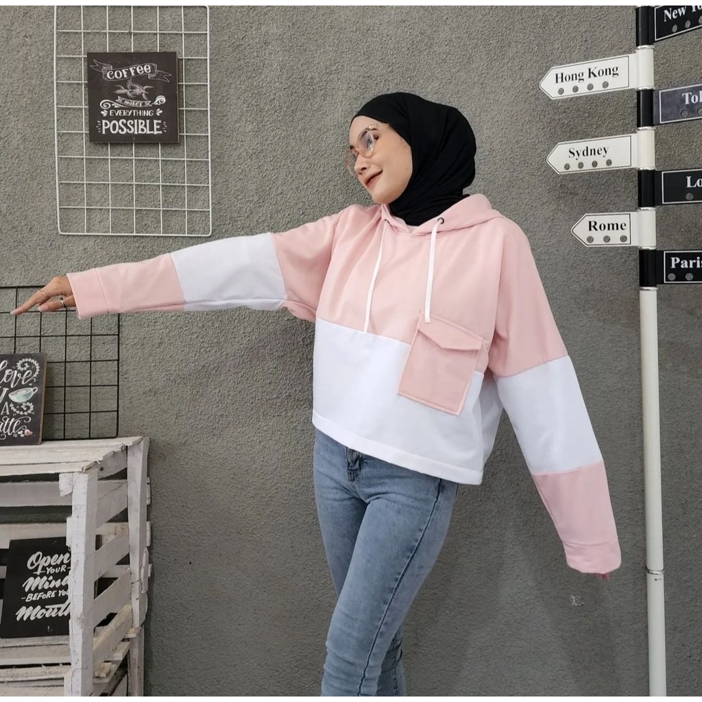 POCKIYO BLASTER HOODIE WANITA SWEATER CUTE GIRL ALA KOREAN OUTFIT LUCU ATASAN GAYA CASUAL