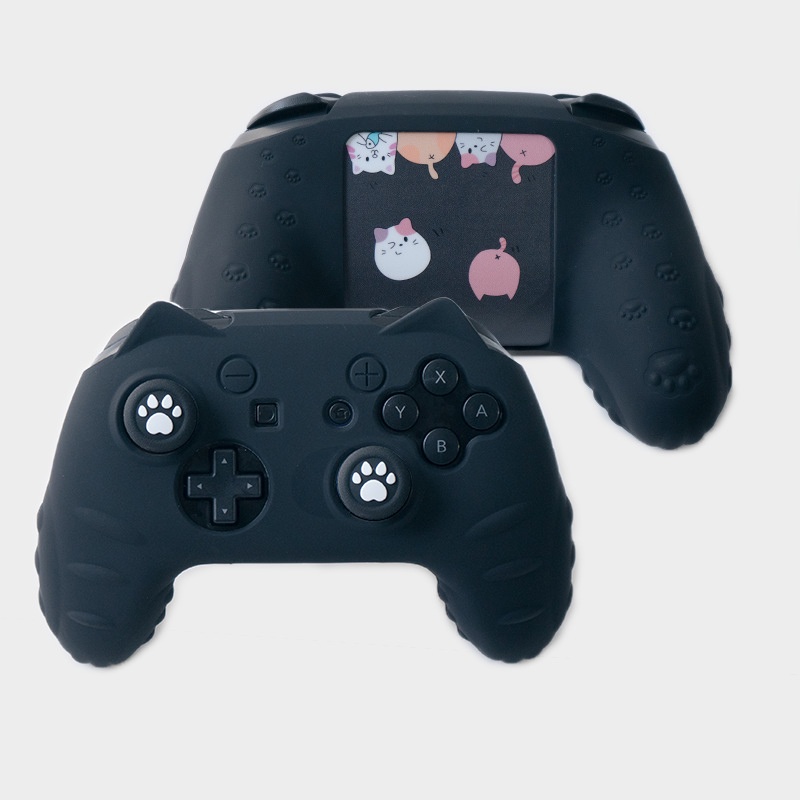 Switch Pro Controller Caes Cat Paw Nintendo Switch Pro Penutup Casing Pelindung Silikon Anti Slip+Tutup Pegangan Jempol