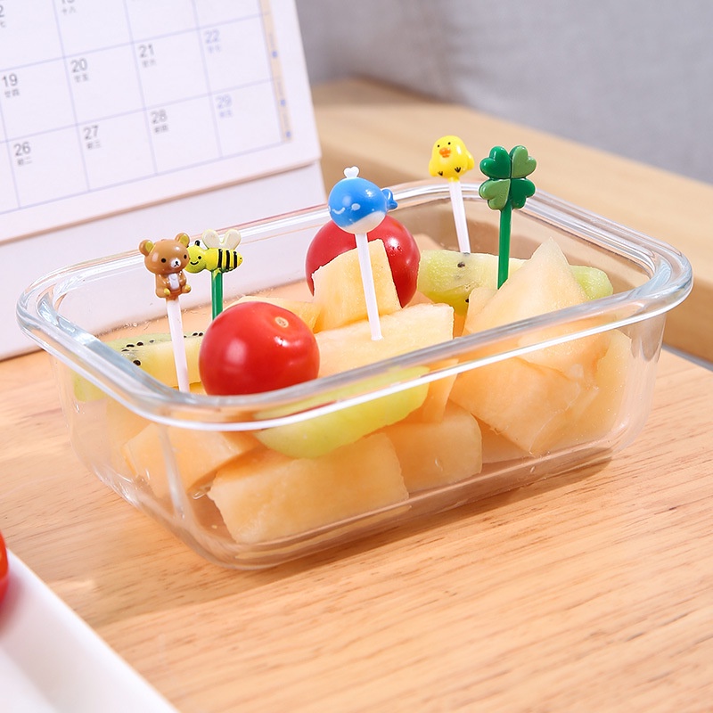 8 /12 Pcs Anak-Anak Kartun Buah Dekorasi Stik Lebah Bunga Matahari Bento Stik Mini Berbentuk Daun Buah Garpu Serbaguna Perlengkapan Catering Rumah Pesta Dessert Fork