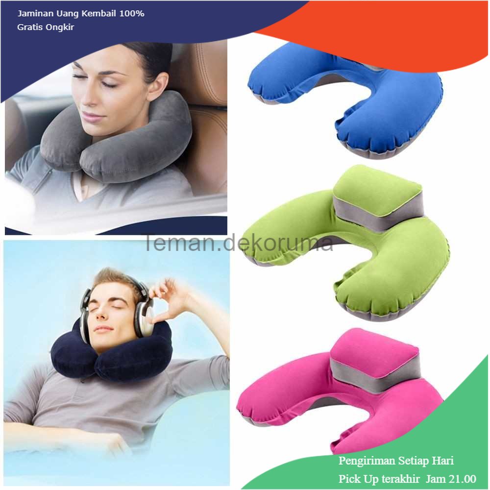 TD - TRV Bantal Leher U-Shape Inflatable Air Blow Up